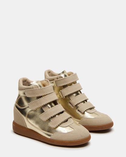 Steve Madden MUSTANG Gold Women's High-Top Velcro Sneaker