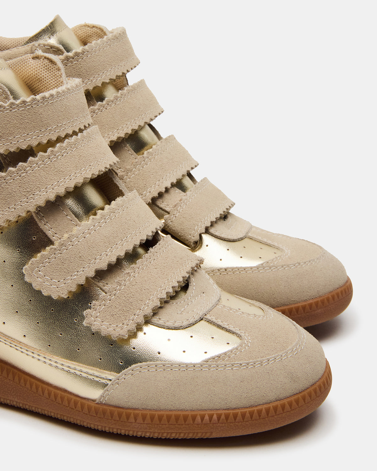 Steve Madden MUSTANG Gold Women's High-Top Velcro Sneaker