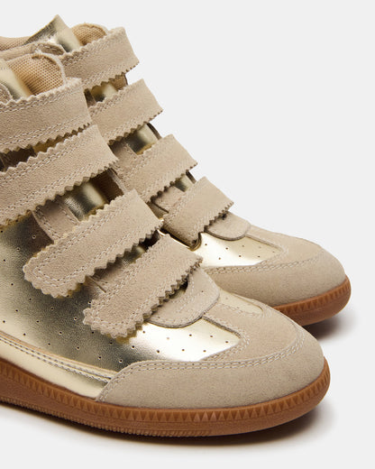 Steve Madden MUSTANG Gold Women's High-Top Velcro Sneaker