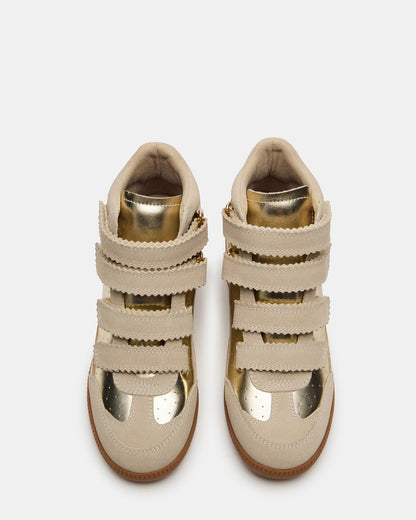 Steve Madden MUSTANG Gold Women's High-Top Velcro Sneaker