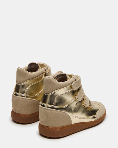 Steve Madden MUSTANG Gold Women's High-Top Velcro Sneaker