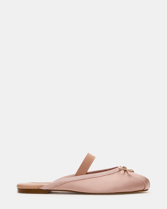Steve Madden CUTESY Blush Satin Slip-On Ballet Mule Women's Flat