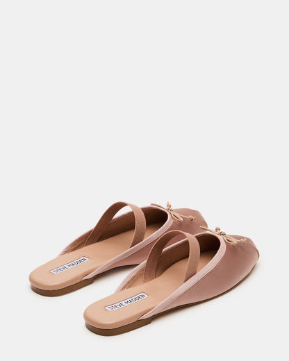 Steve Madden CUTESY Blush Satin Slip-On Ballet Mule Women's Flat