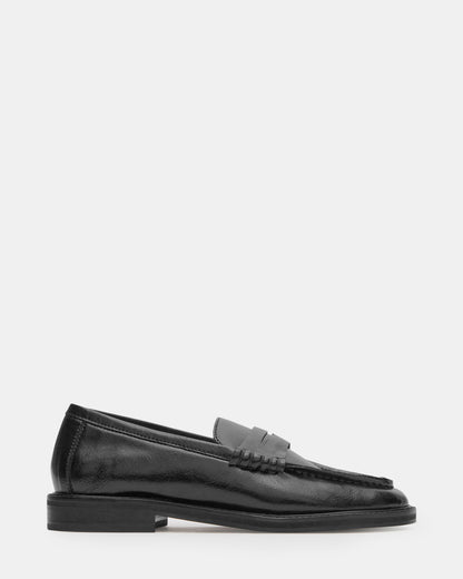Steve Madden MADISON Black Leather Women's Penny Loafer