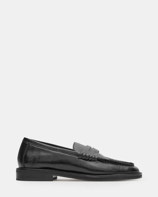 Steve Madden MADISON Black Leather Women's Penny Loafer