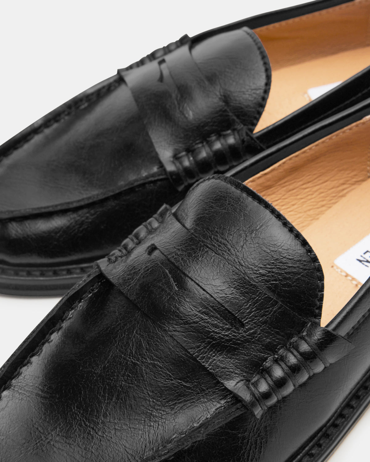 Steve Madden MADISON Black Leather Women's Penny Loafer