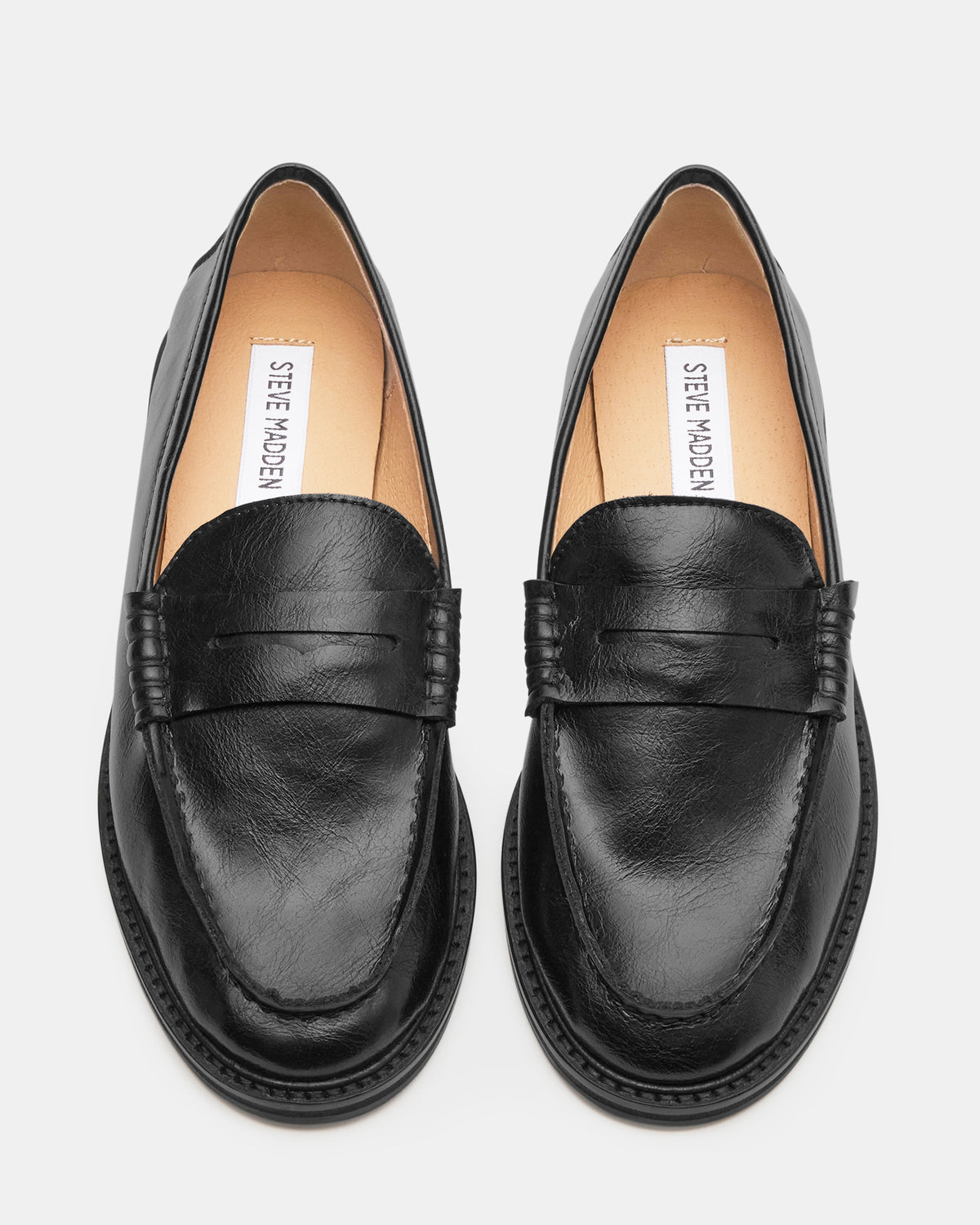 Steve Madden MADISON Black Leather Women's Penny Loafer