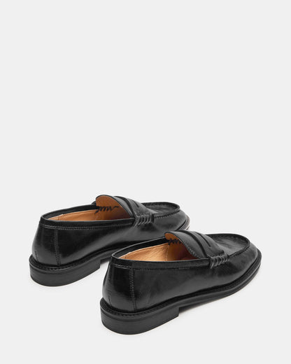 Steve Madden MADISON Black Leather Women's Penny Loafer