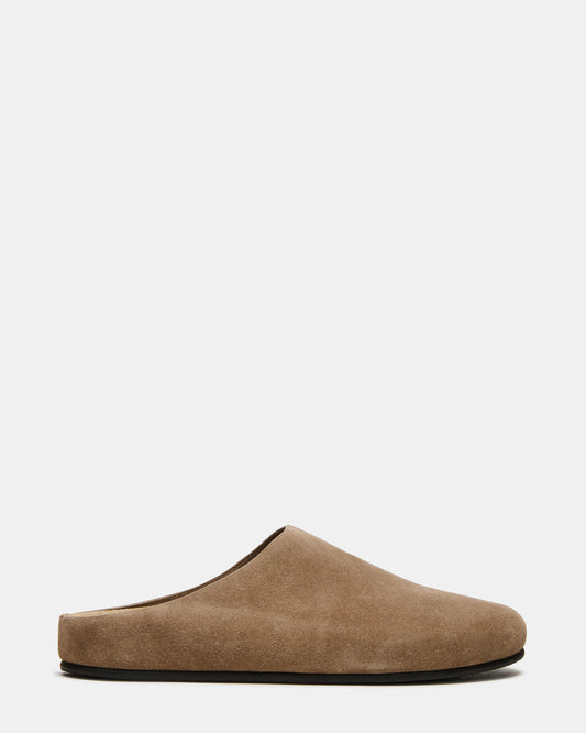 Steve Madden FERN Taupe Suede Mule Slip-On Round-Toe Women's Flat
