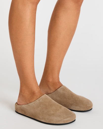 Steve Madden FERN Taupe Suede Mule Slip-On Round-Toe Women's Flat