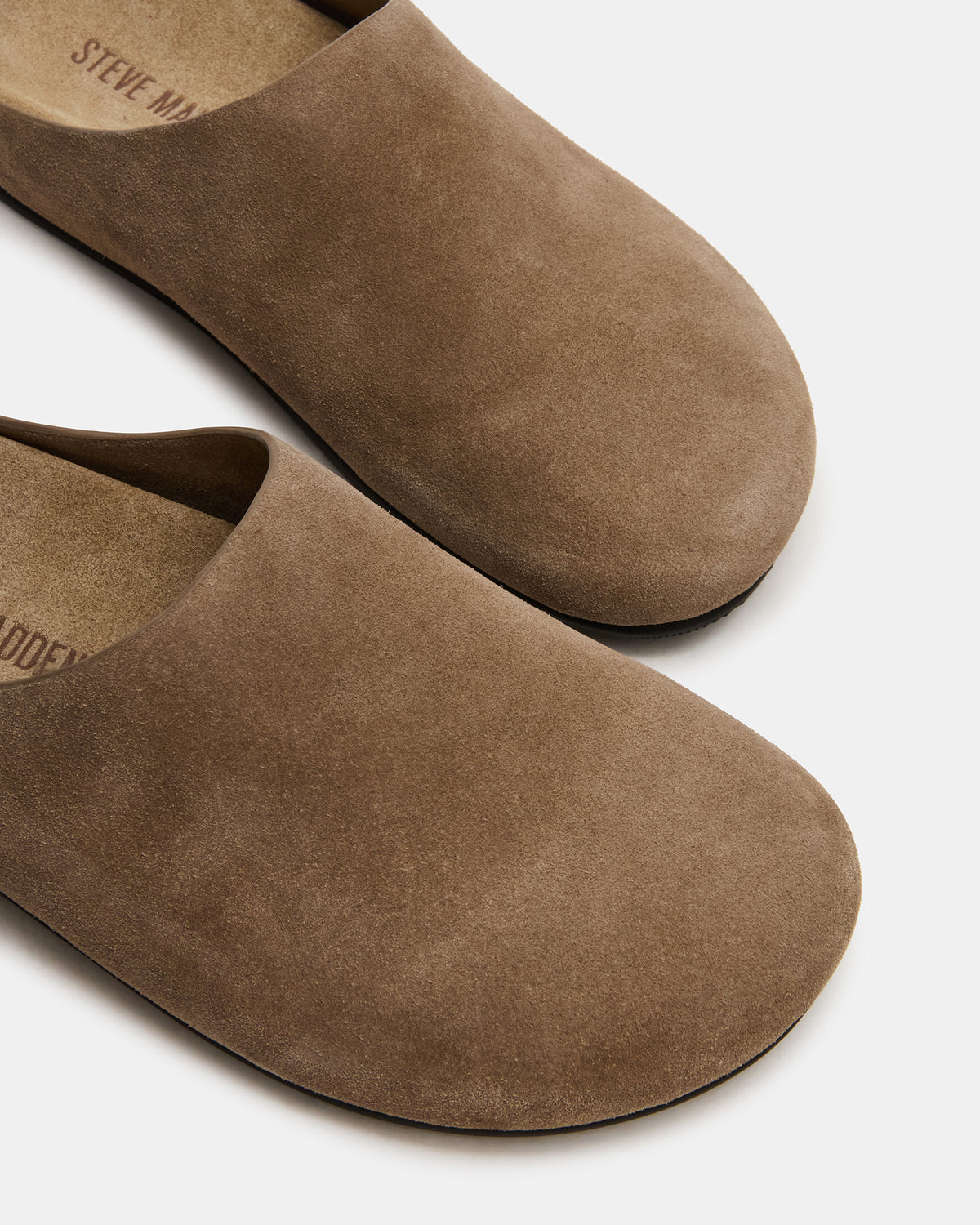 Steve Madden FERN Taupe Suede Mule Slip-On Round-Toe Women's Flat