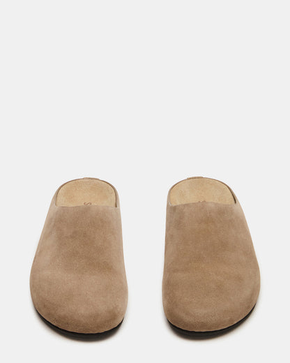 Steve Madden FERN Taupe Suede Mule Slip-On Round-Toe Women's Flat