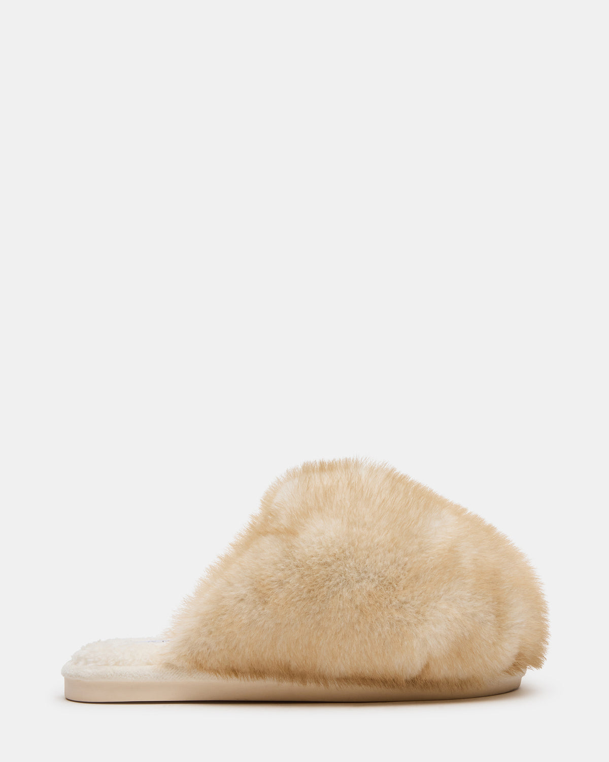 Steve Madden POOF Natural Slip-On Faux Fur Mule Women's Flat