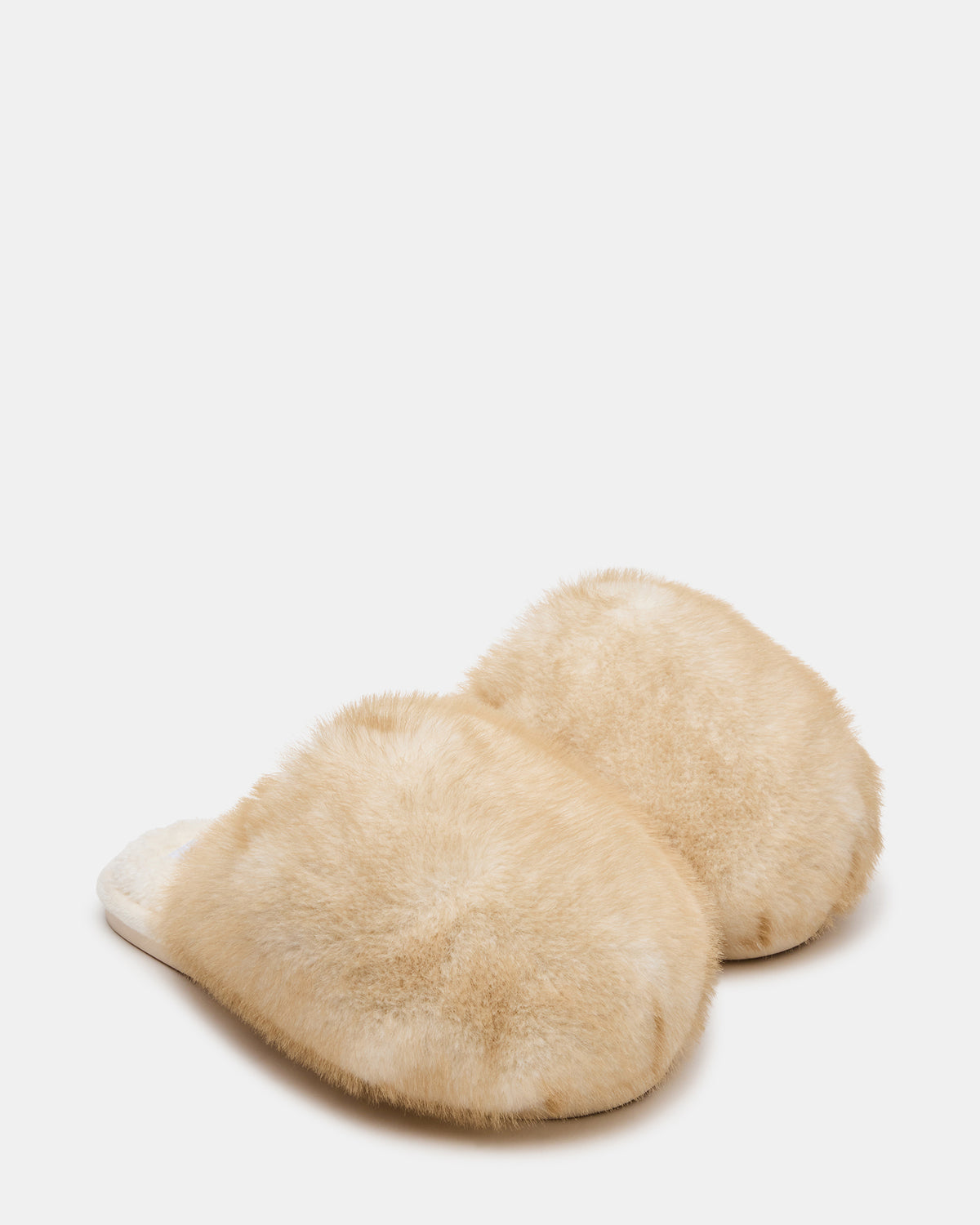 Steve Madden POOF Natural Slip-On Faux Fur Mule Women's Flat