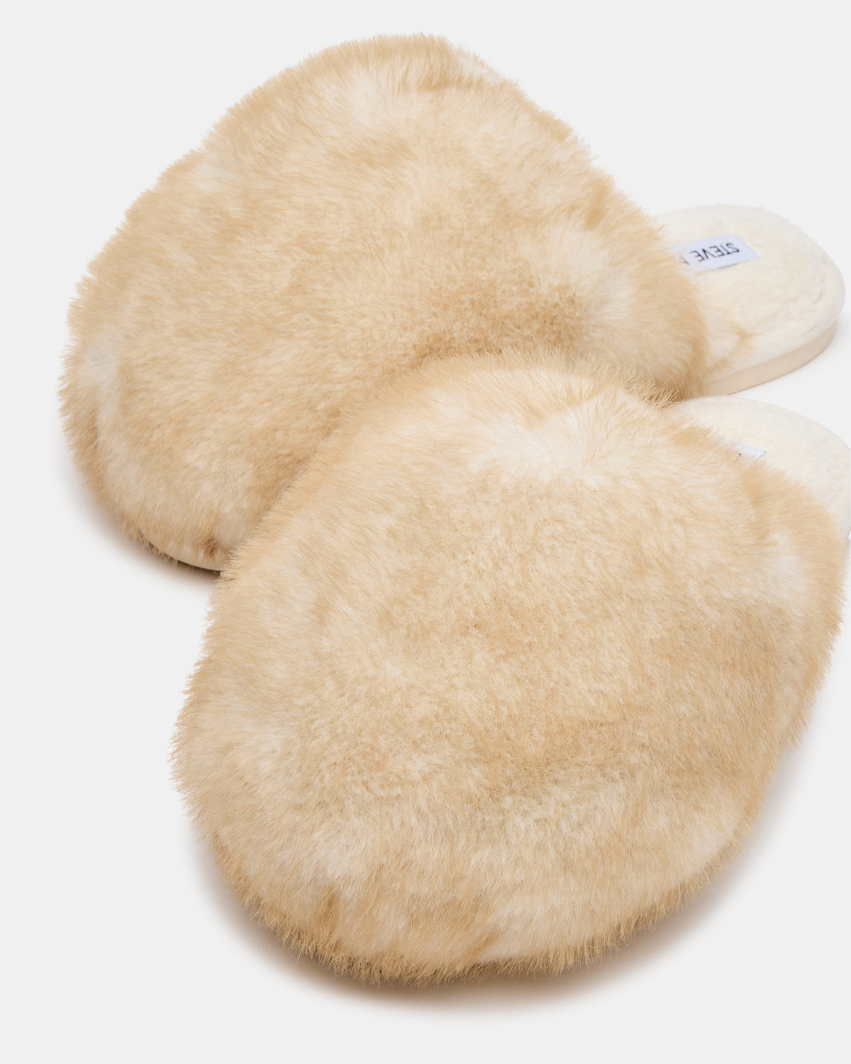 Steve Madden POOF Natural Slip-On Faux Fur Mule Women's Flat
