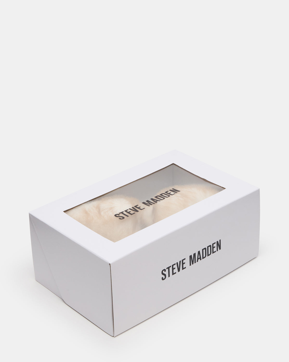 Steve Madden POOF Natural Slip-On Faux Fur Mule Women's Flat