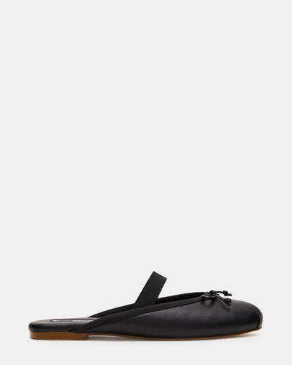 Steve Madden CUTESY Black Leather Slip-On Ballet Mule Women's Flat