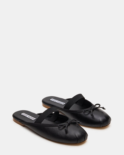 Steve Madden CUTESY Black Leather Slip-On Ballet Mule Women's Flat