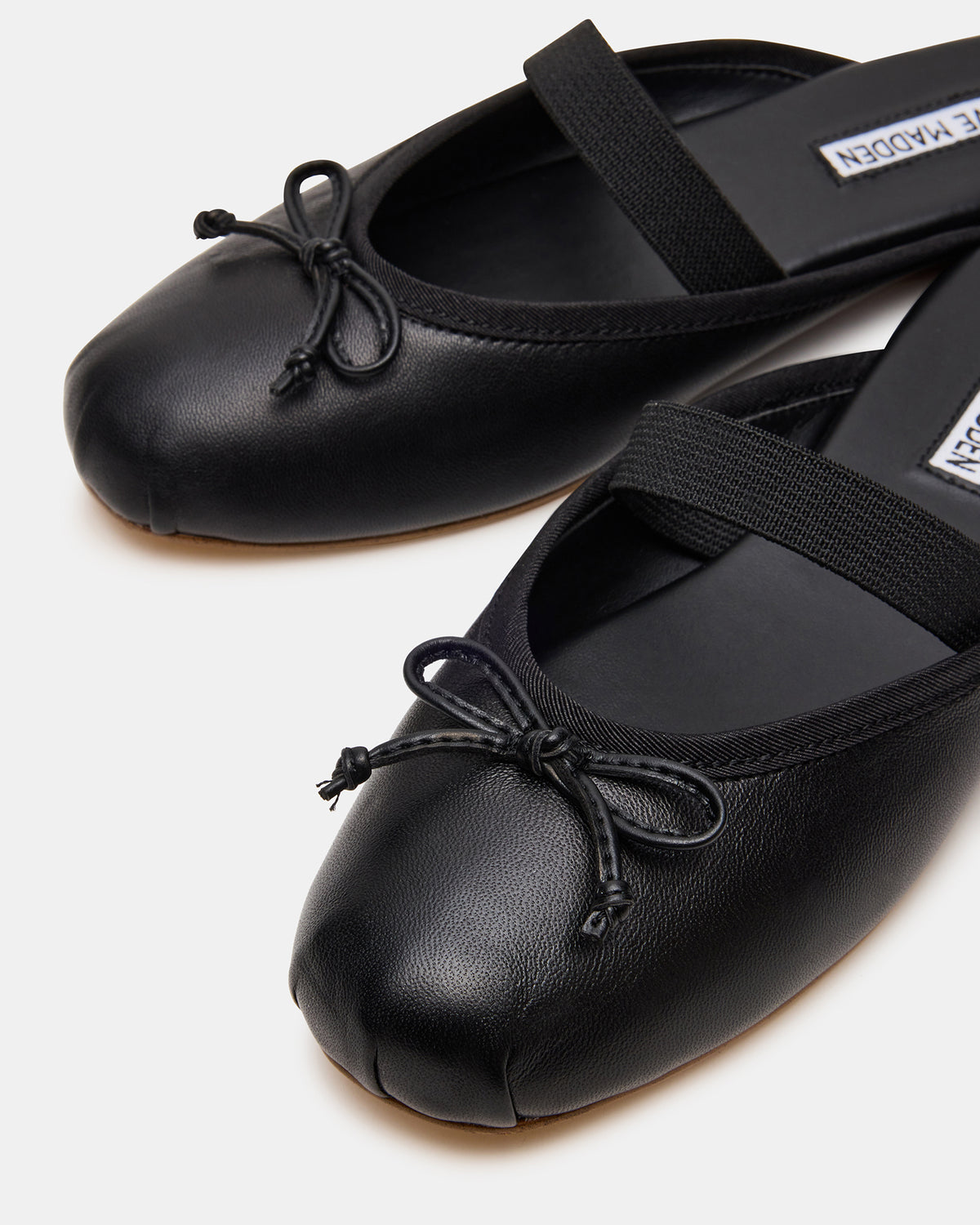 Steve Madden CUTESY Black Leather Slip-On Ballet Mule Women's Flat