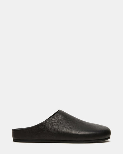 Steve Madden FERN Black Leather Mule Slip-On Round-Toe Women's Flat