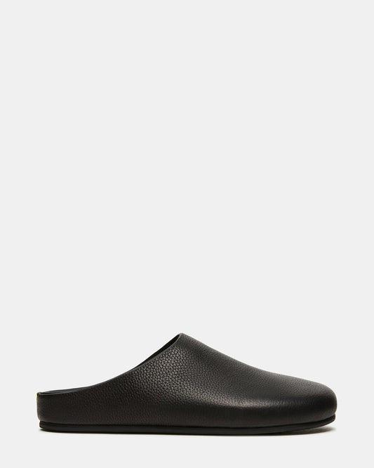 Steve Madden FERN Black Leather Mule Slip-On Round-Toe Women's Flat