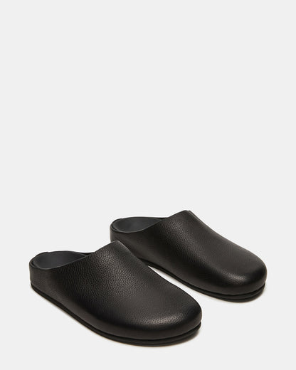 Steve Madden FERN Black Leather Mule Slip-On Round-Toe Women's Flat