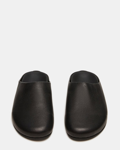Steve Madden FERN Black Leather Mule Slip-On Round-Toe Women's Flat