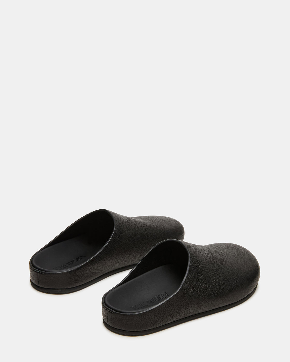 Steve Madden FERN Black Leather Mule Slip-On Round-Toe Women's Flat