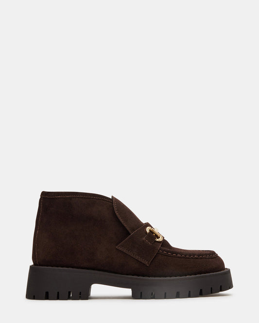 Steve Madden LEON Chocolate Brown Suede Platform Lug Sole Women's Loafer