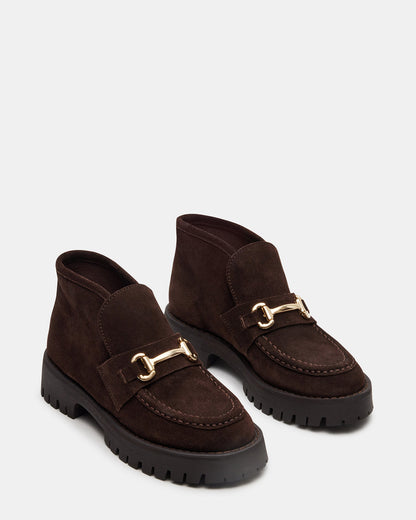Steve Madden LEON Chocolate Brown Suede Platform Lug Sole Women's Loafer