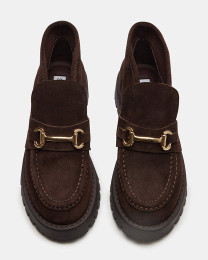 Steve Madden LEON Chocolate Brown Suede Platform Lug Sole Women's Loafer