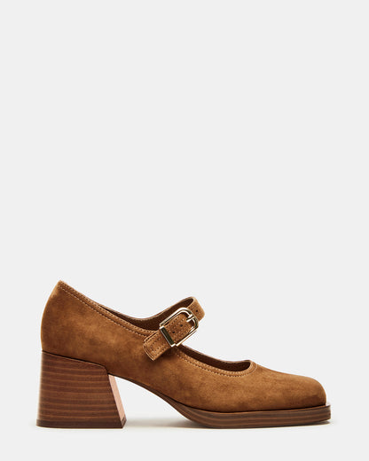 Steve Madden LISBON Chestnut Suede Square-Toe Mary Jane Women's Loafer