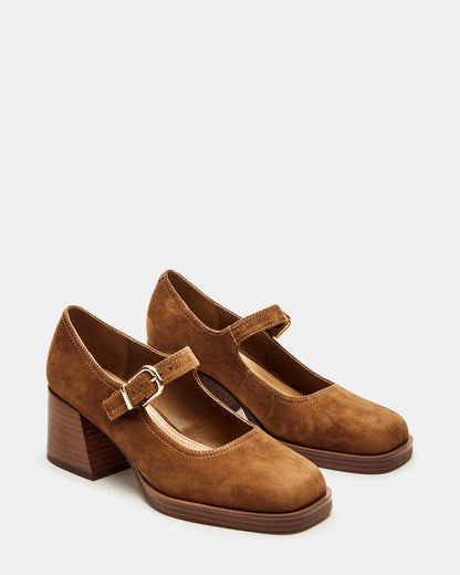 Steve Madden LISBON Chestnut Suede Square-Toe Mary Jane Women's Loafer