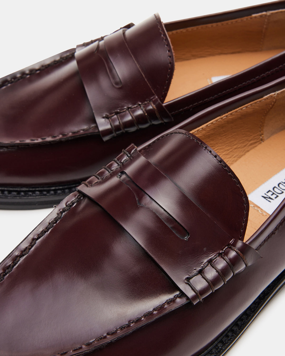 Steve Madden MADISON Burgundy Box Leather Women's Penny Loafer