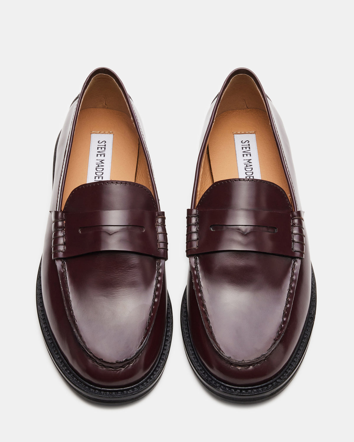 Steve Madden MADISON Burgundy Box Leather Women's Penny Loafer