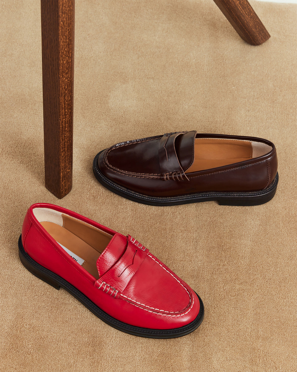 Steve Madden MADISON Burgundy Box Leather Women's Penny Loafer
