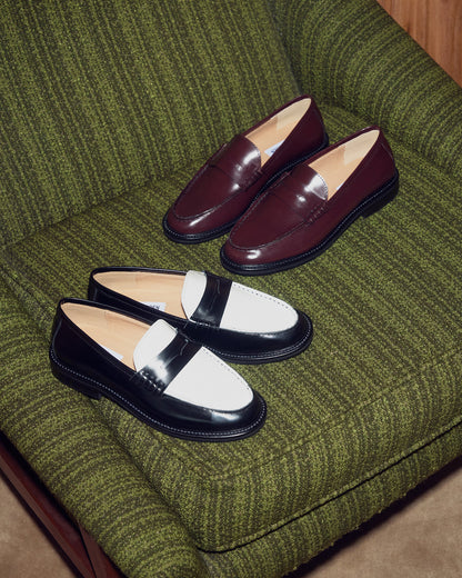 Steve Madden MADISON Burgundy Box Leather Women's Penny Loafer