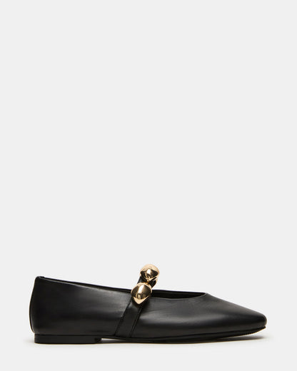 Steve Madden POPPIN Black Leather Mary Jane Ballet Women's Flat