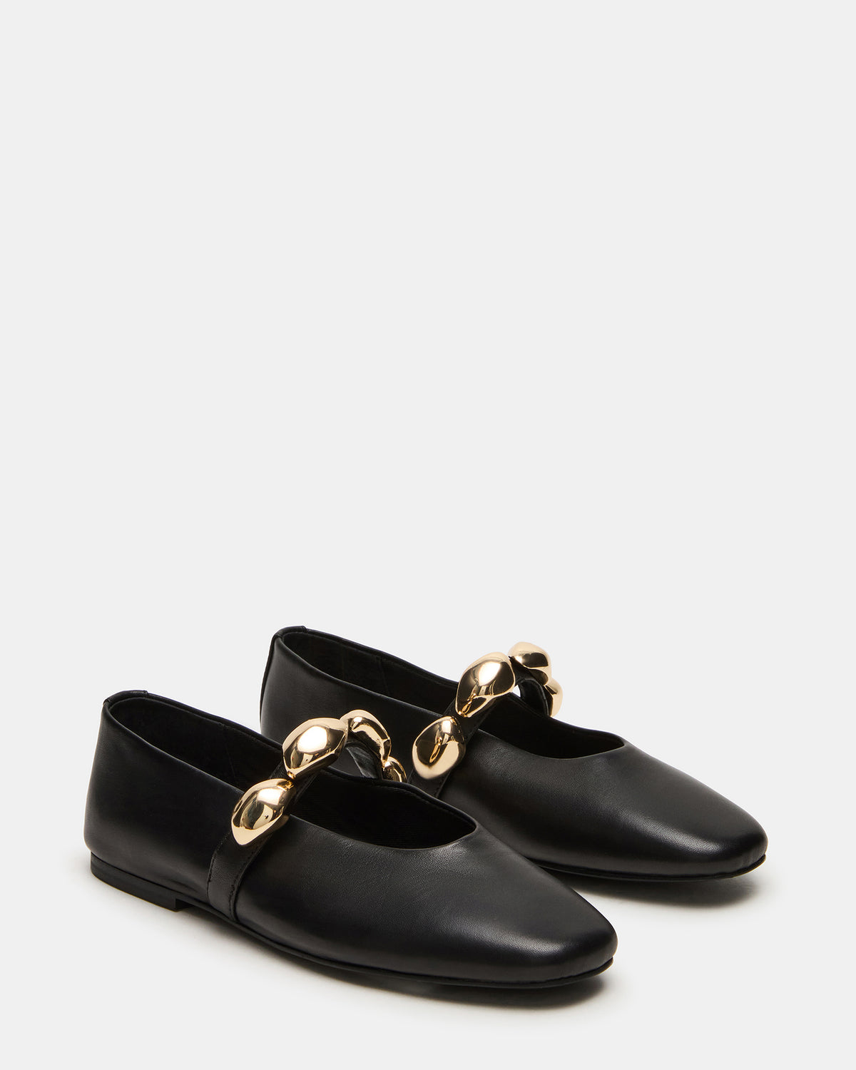 Steve Madden POPPIN Black Leather Mary Jane Ballet Women's Flat
