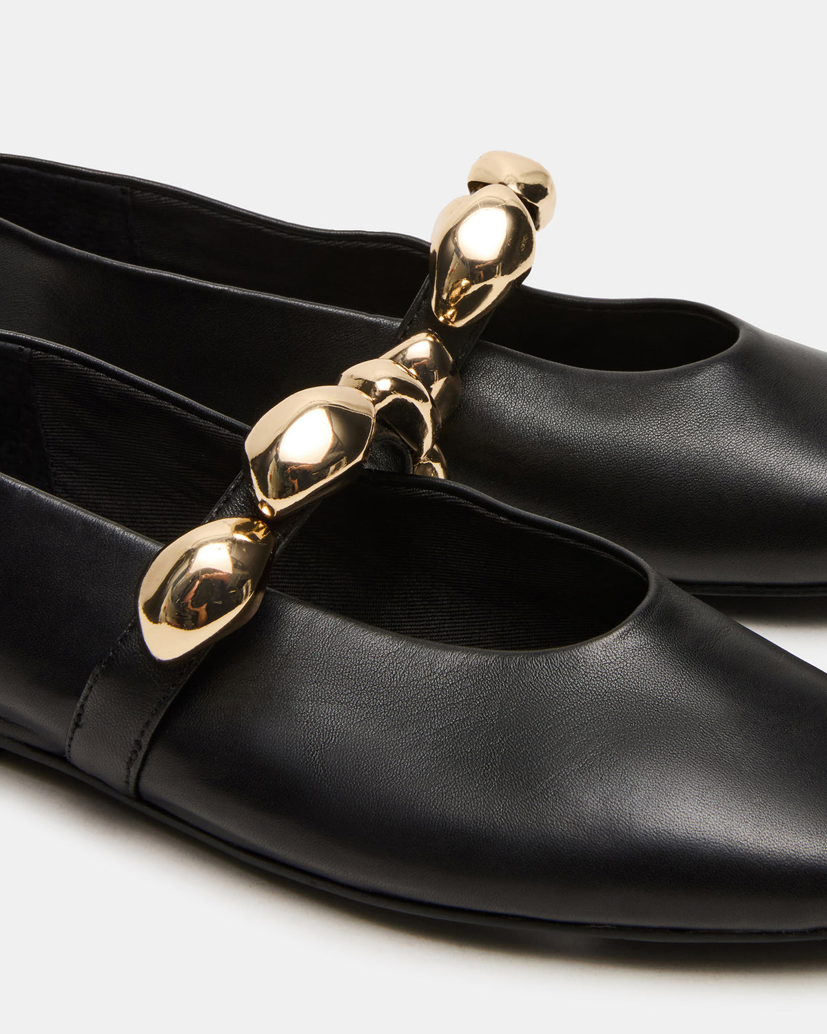 Steve Madden POPPIN Black Leather Mary Jane Ballet Women's Flat