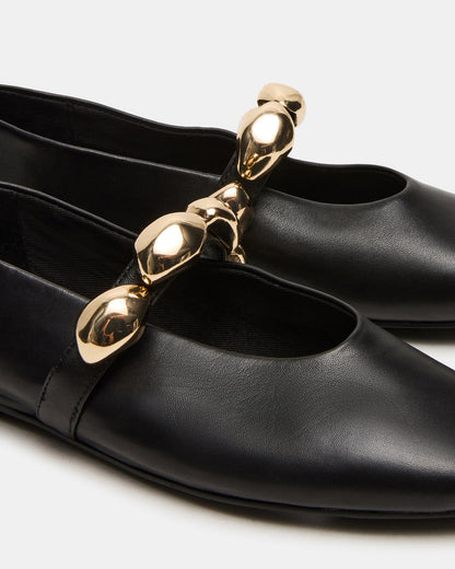Steve Madden POPPIN Black Leather Mary Jane Ballet Women's Flat