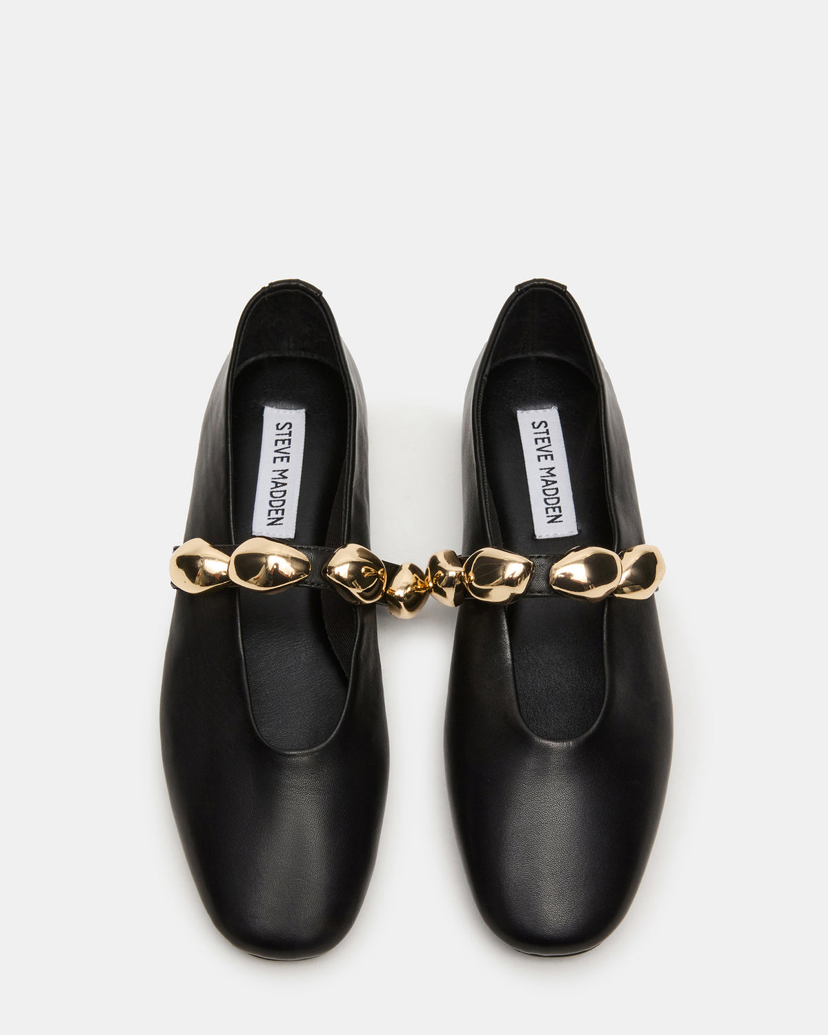 Steve Madden POPPIN Black Leather Mary Jane Ballet Women's Flat