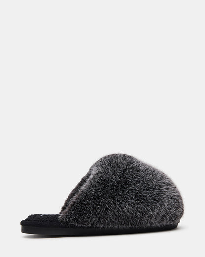 Steve Madden POOF GREY Slip-On Faux Fur Mule Women's Flat