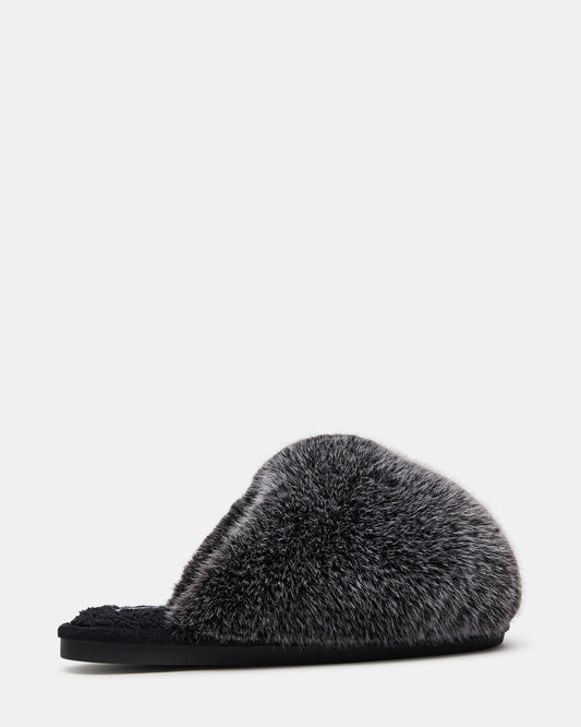 Steve Madden POOF GREY Slip-On Faux Fur Mule Women's Flat