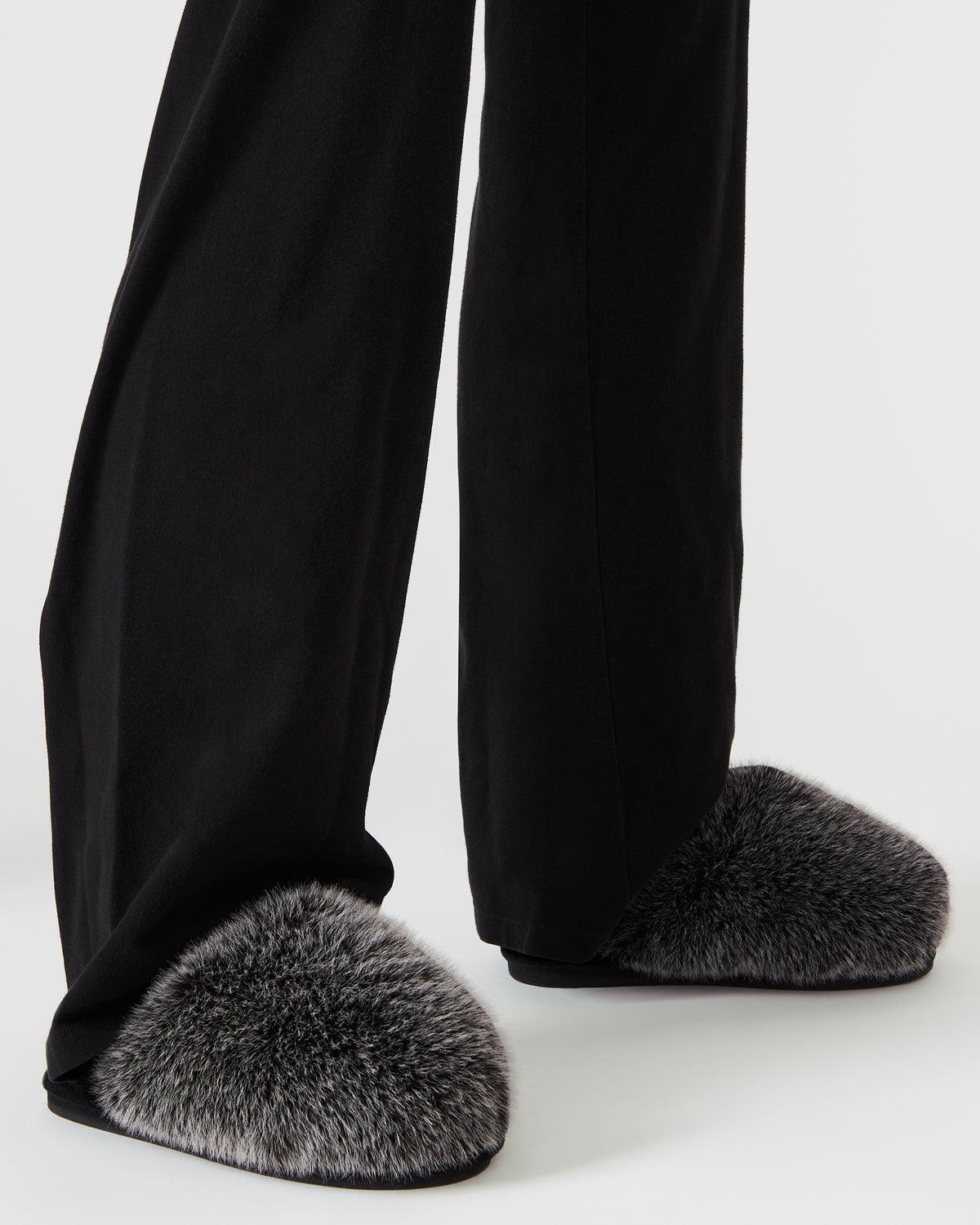 Steve Madden POOF GREY Slip-On Faux Fur Mule Women's Flat
