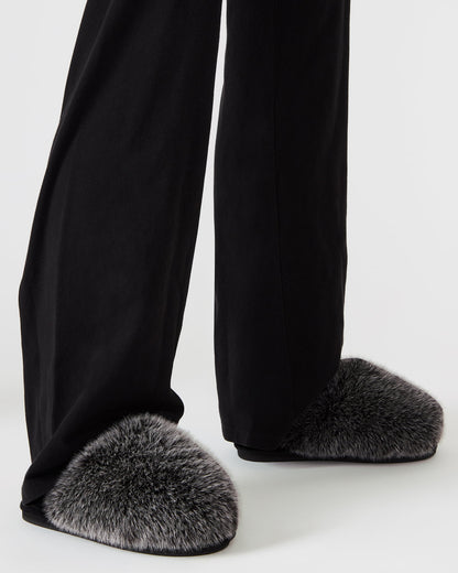 Steve Madden POOF GREY Slip-On Faux Fur Mule Women's Flat