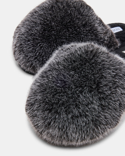 Steve Madden POOF GREY Slip-On Faux Fur Mule Women's Flat