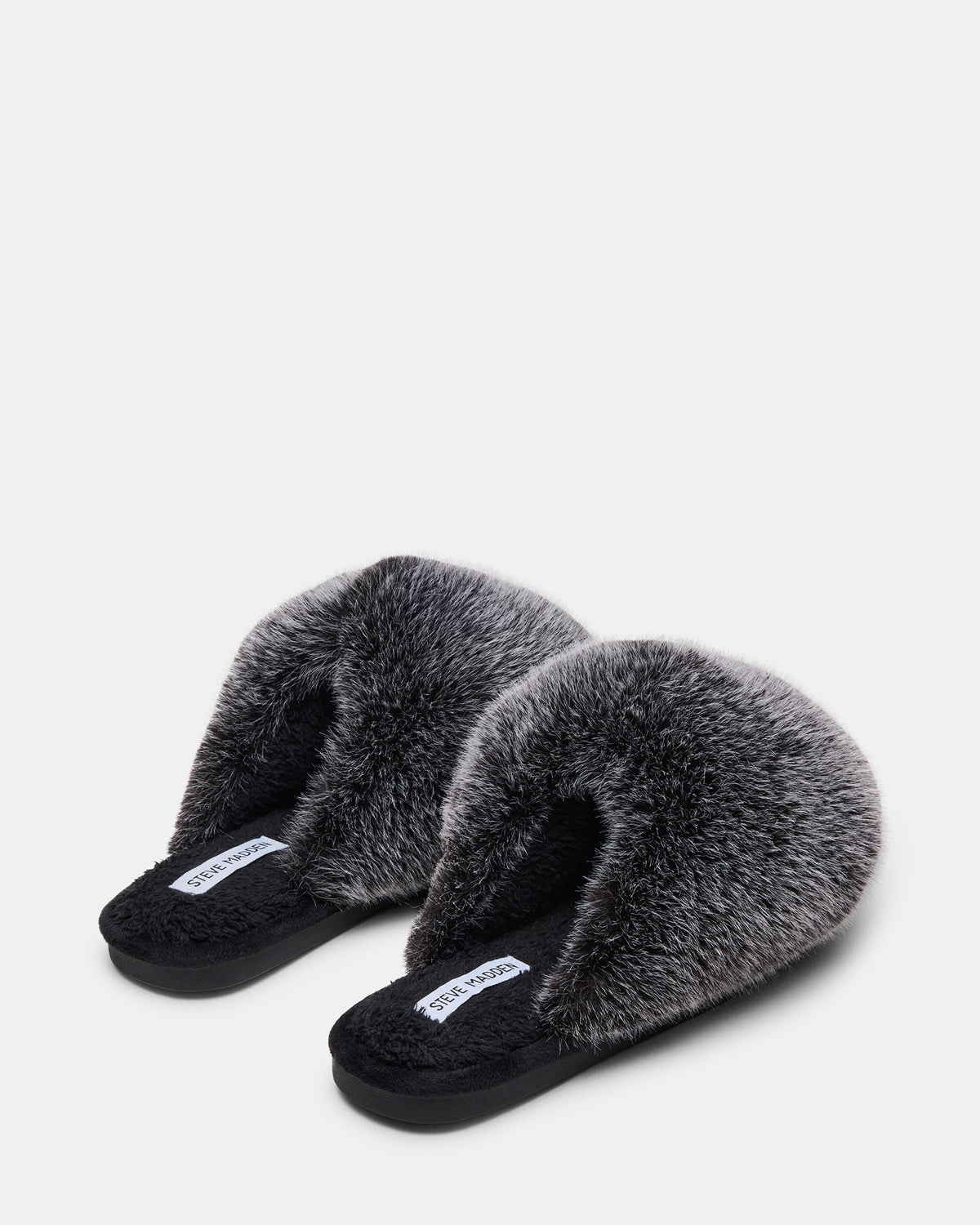 Steve Madden POOF GREY Slip-On Faux Fur Mule Women's Flat