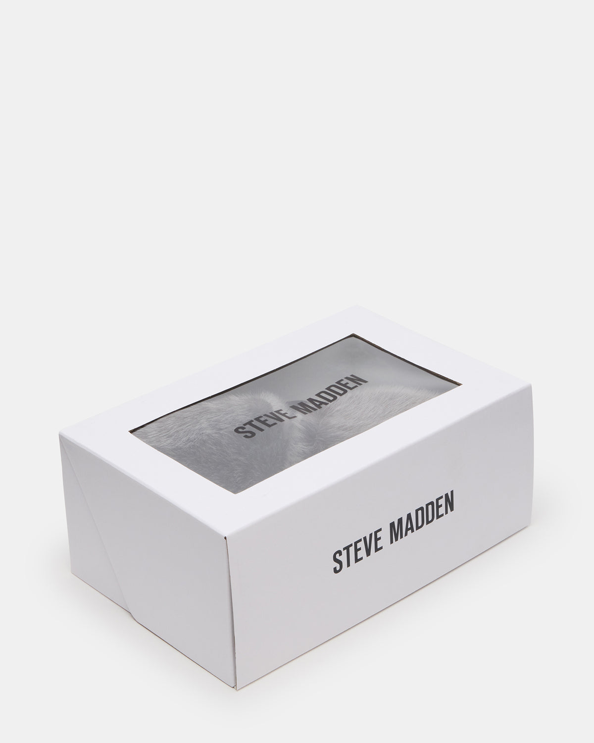 Steve Madden POOF GREY Slip-On Faux Fur Mule Women's Flat