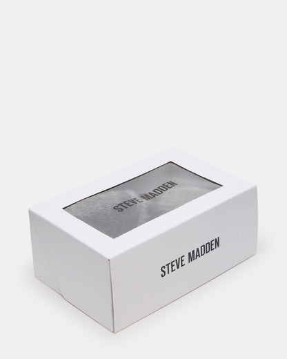Steve Madden POOF GREY Slip-On Faux Fur Mule Women's Flat